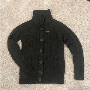 Charcoal gray Cable Knit Cardigan with Button-Up Front new with tags